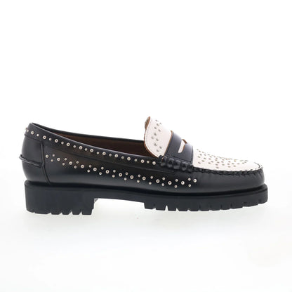 Sebago Dan Lug Studs 731278W-987 Womens Black Loafers & Slip Ons Penny Shoes