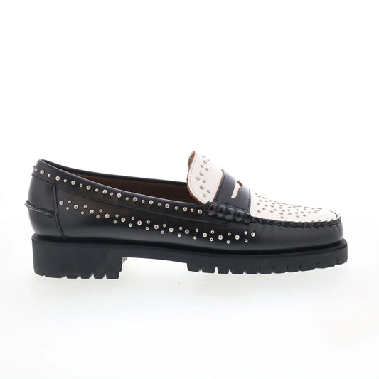 Sebago Dan Lug Studs 731278W-987 Womens Black Loafers & Slip Ons Penny Shoes
