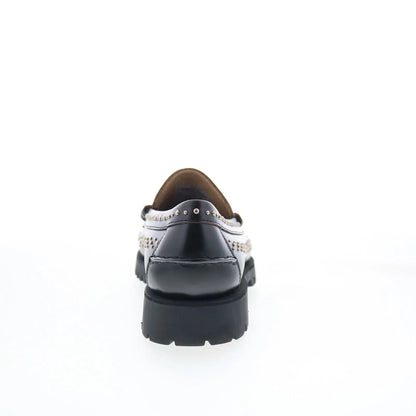 Sebago Dan Lug Studs 731278W-987 Womens Black Loafers & Slip Ons Penny Shoes