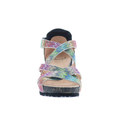 Think! Zilli 82326-99 Womens Pink Leather Slip On Heeled Sandals Shoes
