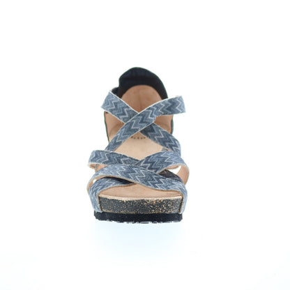 Think! Zilli 82326-N21 Womens Gray Leather Slip On Heeled Sandals Shoes