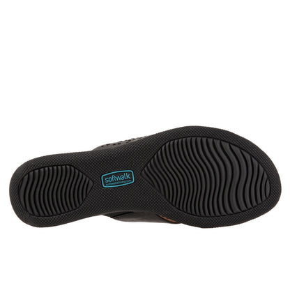 Softwalk Tillman S1502-010 Womens Black Wide Leather Slides Sandals Shoes