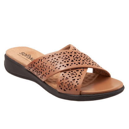 Softwalk Tillman S1502-267 Womens Brown Narrow Leather Slides Sandals Shoes