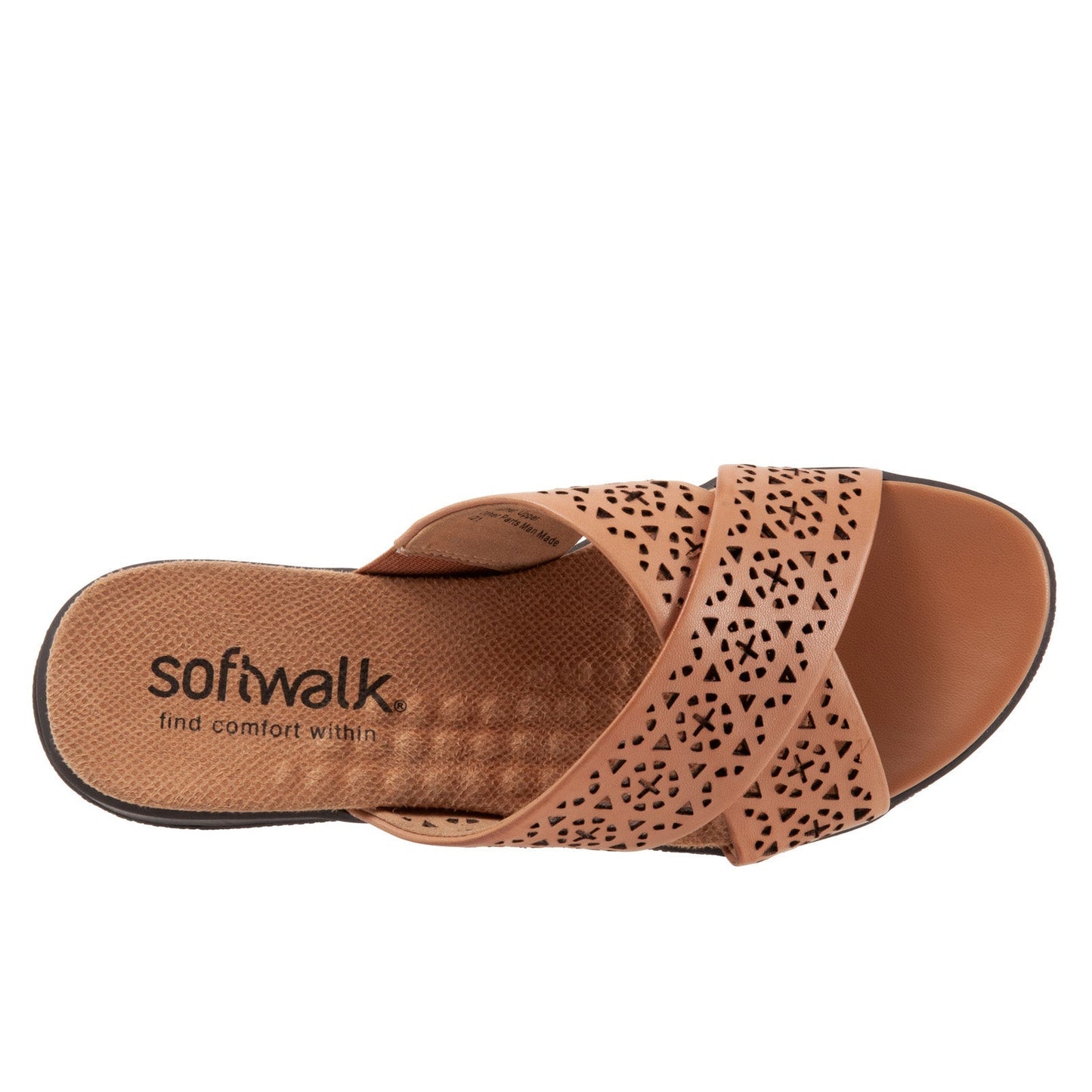 Softwalk Tillman S1502-267 Womens Brown Narrow Leather Slides Sandals Shoes