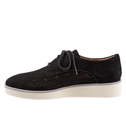 Softwalk Willis S1811-004 Womens Black Narrow Leather Oxford Flats Shoes