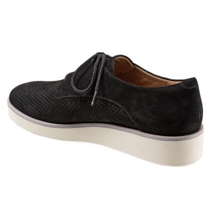 Softwalk Willis S1811-004 Womens Black Narrow Leather Oxford Flats Shoes