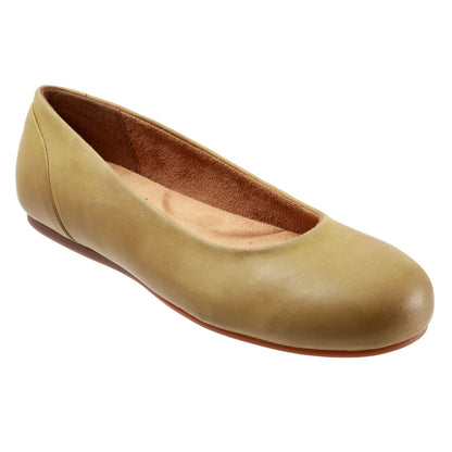 Softwalk Sonoma S1862-322 Womens Green Leather Slip On Ballet Flats Shoes