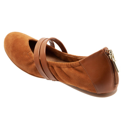 Softwalk Sierra S1962-242 Womens Brown Leather Mary Jane Flats Shoes