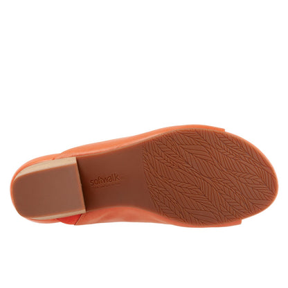 Softwalk Parker S2003-840 Womens Orange Leather Slip On Heeled Sandals Shoes