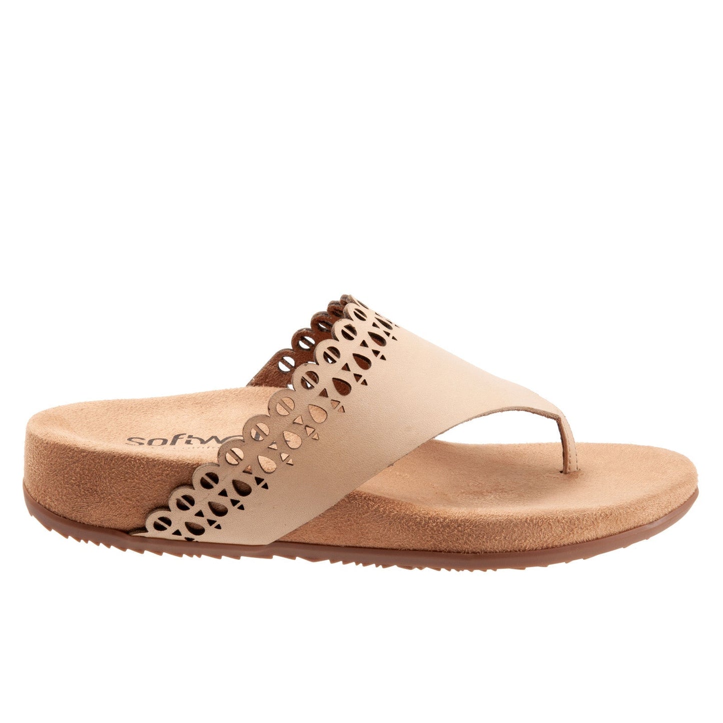 Softwalk Bethany S2203-131 Womens Brown Narrow Leather Thong Sandals Shoes