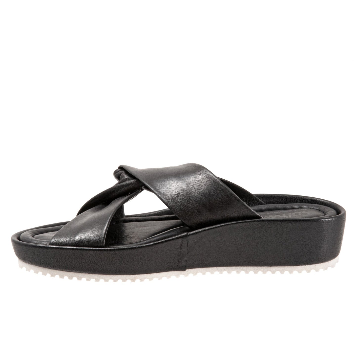 Softwalk Emmie S2221-001 Womens Black Wide Leather Strap Sandals Shoes