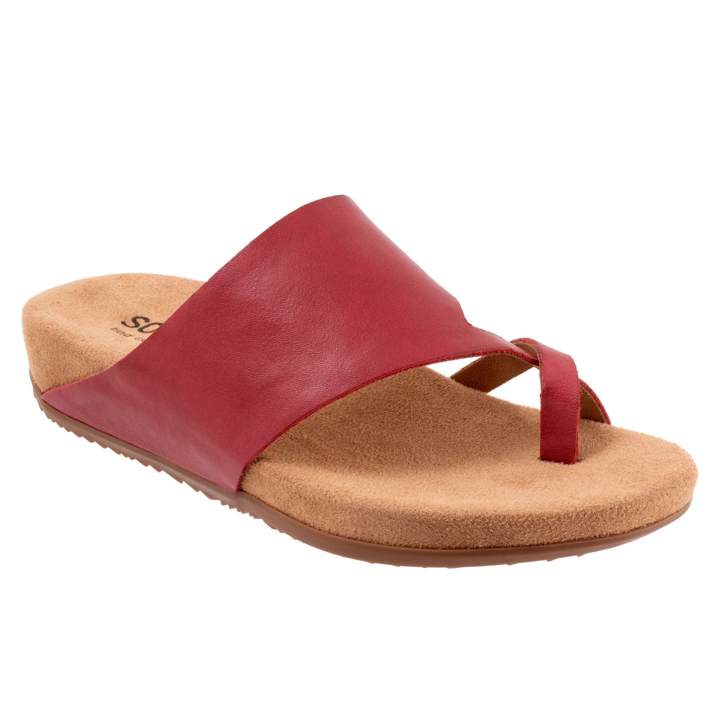Softwalk Blaine S2305-601 Womens Red Leather Slip On Slides Sandals Shoes