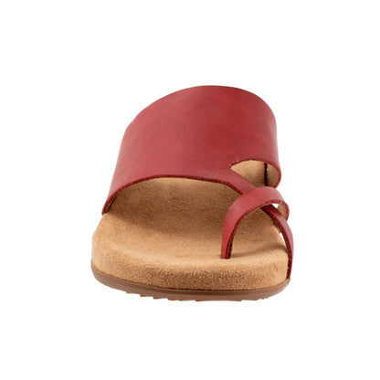 Softwalk Blaine S2305-601 Womens Red Leather Slip On Slides Sandals Shoes