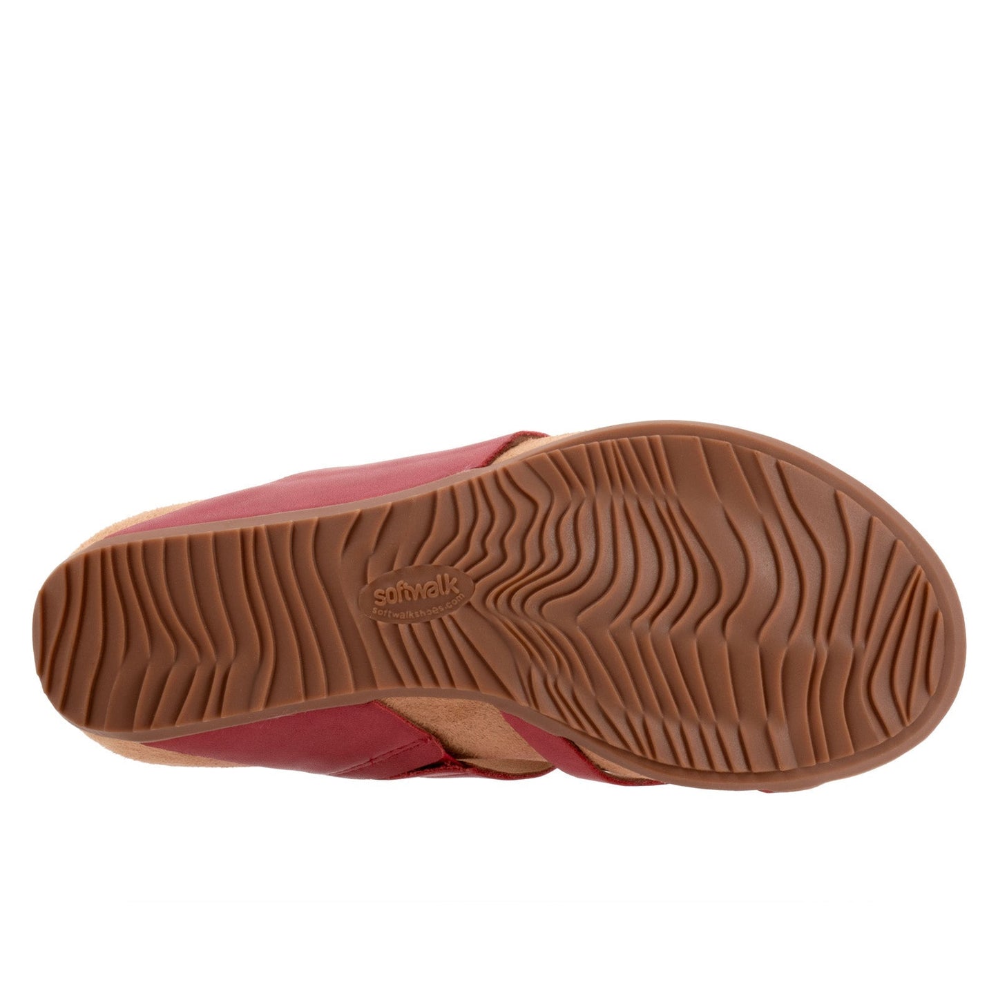 Softwalk Blaine S2305-601 Womens Red Leather Slip On Slides Sandals Shoes