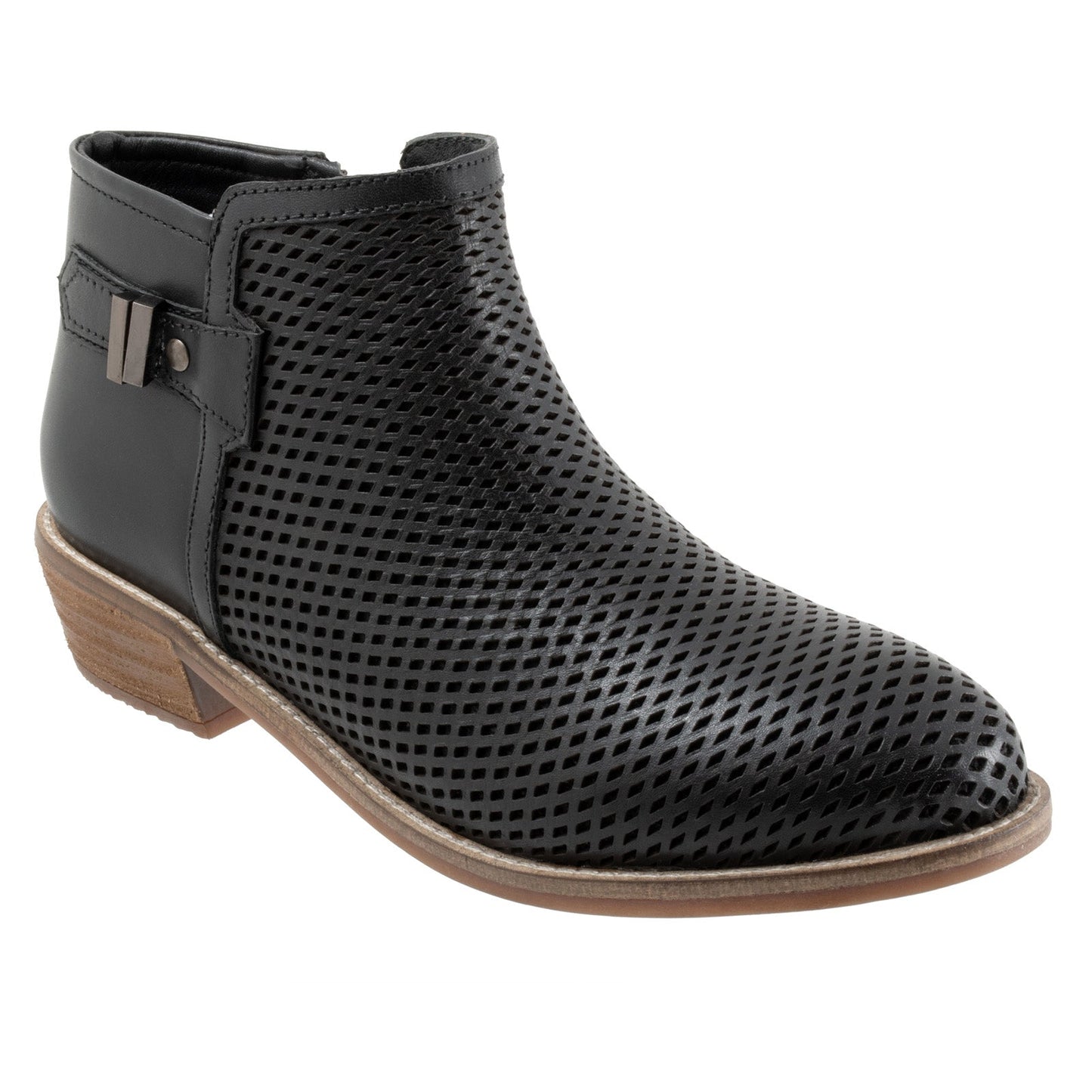 Softwalk Rimini Perf S2315-001 Womens Black Leather Ankle & Booties Boots