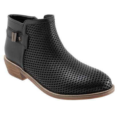 Softwalk Rimini Perf S2315-001 Womens Black Leather Ankle & Booties Boots