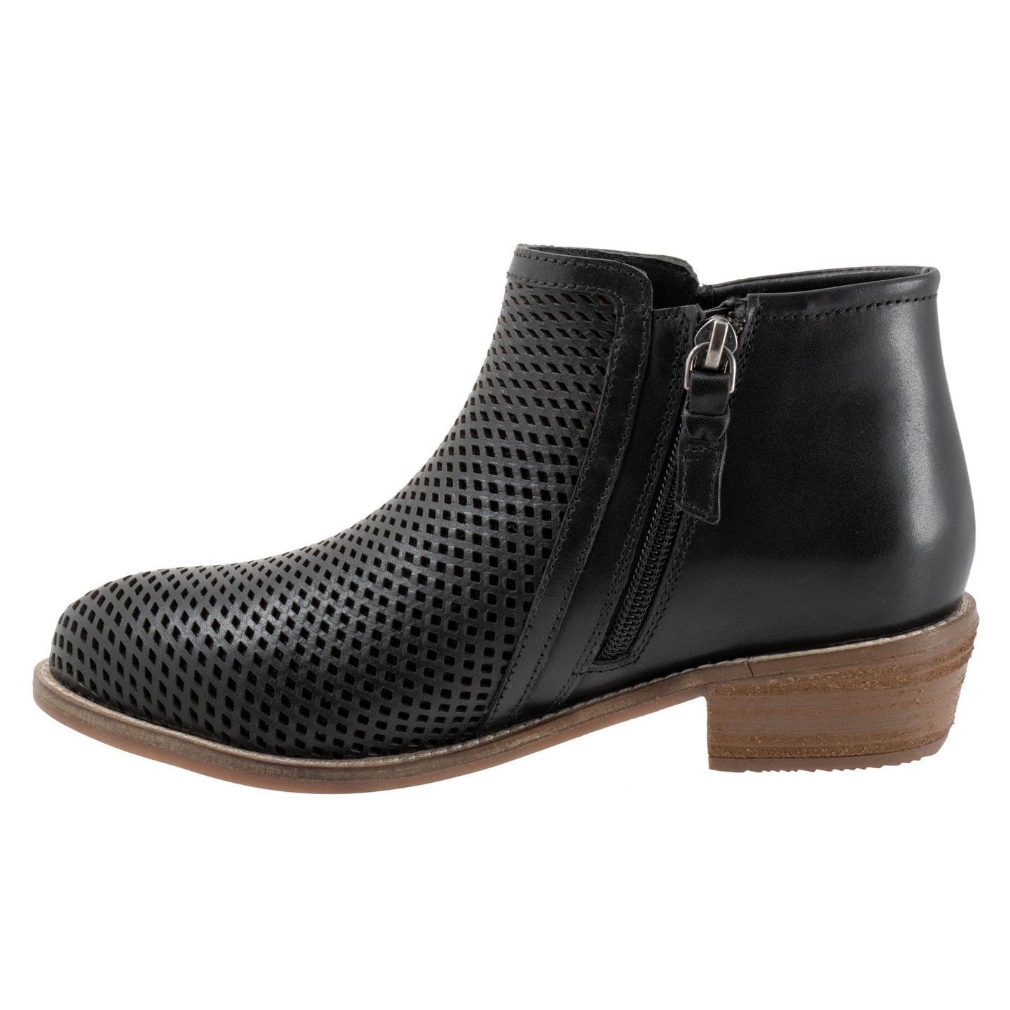Softwalk Rimini Perf S2315-001 Womens Black Leather Ankle & Booties Boots