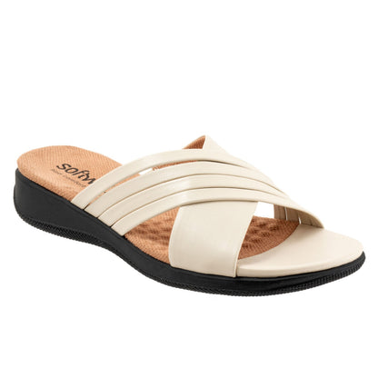 Softwalk Tillman 5.0 S2321-108 Womens Beige Leather Slides Sandals Shoes