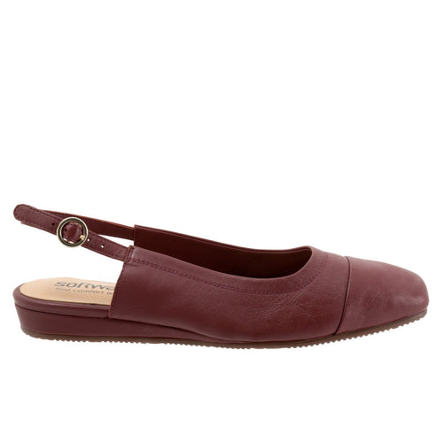 Softwalk Vittoria S2323-668 Womens Burgundy Leather Slingback Flats Shoes