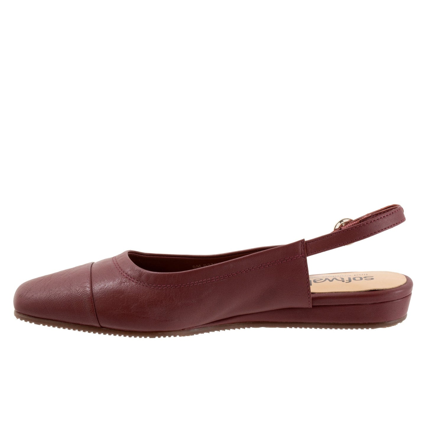 Softwalk Vittoria S2323-668 Womens Burgundy Leather Slingback Flats Shoes