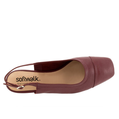 Softwalk Vittoria S2323-668 Womens Burgundy Leather Slingback Flats Shoes