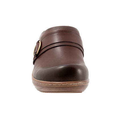 Softwalk Macintyre S2361-200 Womens Brown Leather Slip On Clog Flats Shoes