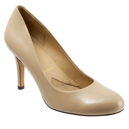 Trotters Gigi T1505-185 Womens Beige Narrow Leather Pumps Heels Shoes