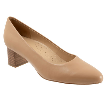 Trotters Kari T1856-145 Womens Beige Narrow Leather Pumps Heels Shoes