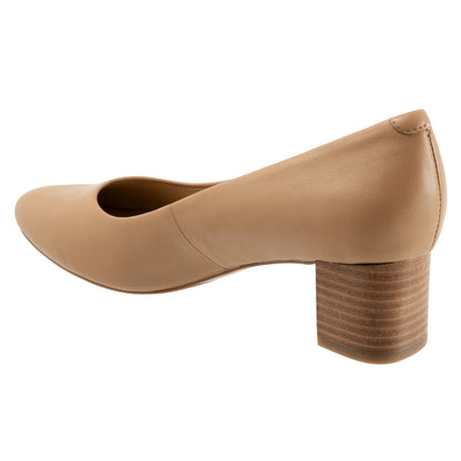 Trotters Kari T1856-145 Womens Beige Narrow Leather Pumps Heels Shoes