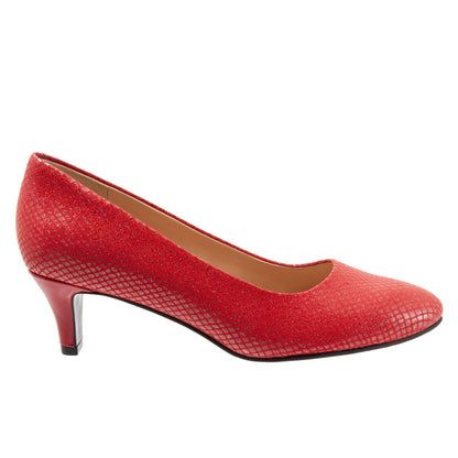 Trotters Fab T1905-600 Womens Red Narrow Leather Slip On Pumps Heels Shoes