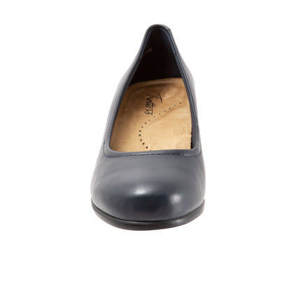Trotters Winnie T1965-400 Womens Blue Leather Slip On Pumps Heels Shoes
