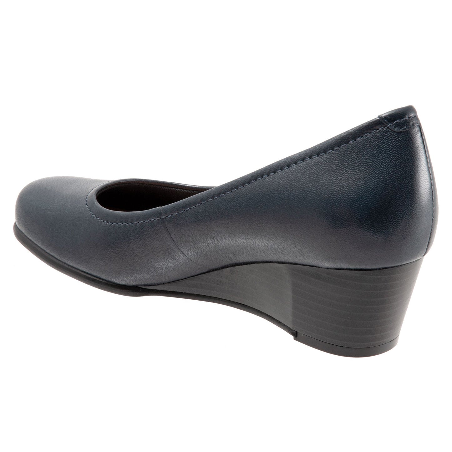 Trotters Winnie T1965-400 Womens Blue Leather Slip On Pumps Heels Shoes