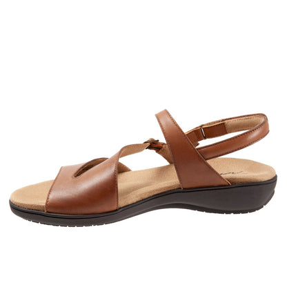 Trotters Riva T2016-215 Womens Brown Leather Strap Sandals Shoes