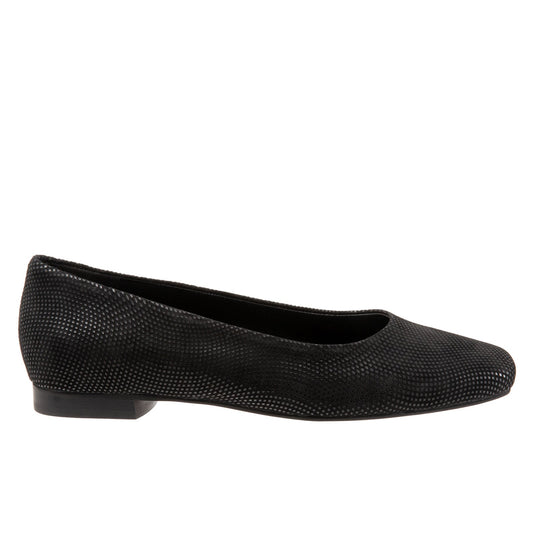 Trotters Honor T2057-004 Womens Black Leather Slip On Ballet Flats Shoes