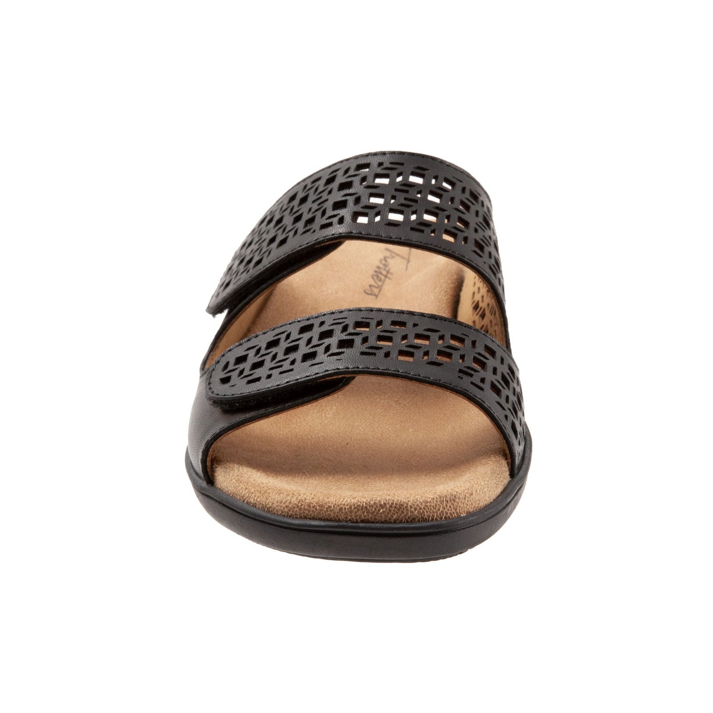 Trotters Ruthie T2113-001 Womens Black Synthetic Strap Slides Sandals Shoes