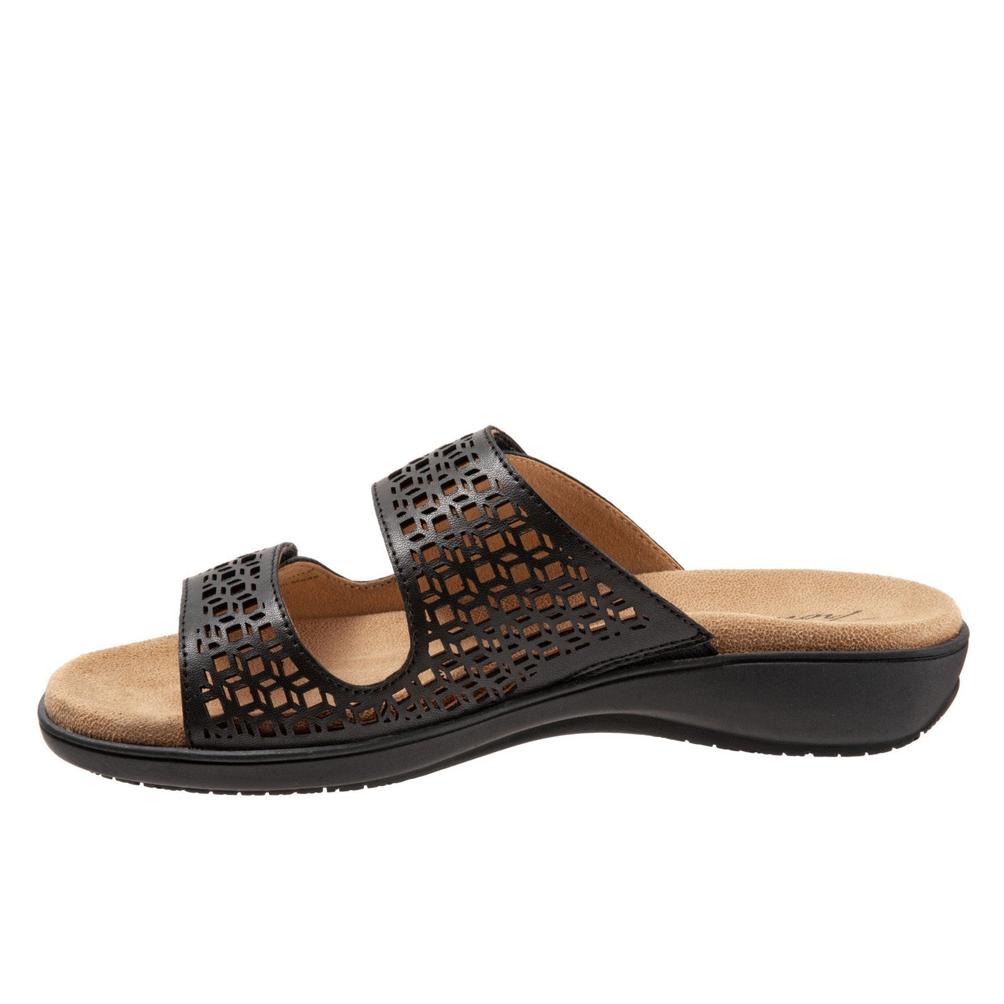 Trotters Ruthie T2113-001 Womens Black Synthetic Strap Slides Sandals Shoes
