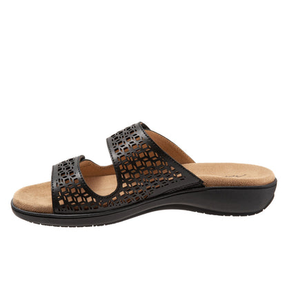 Trotters Ruthie T2113-001 Womens Black Synthetic Strap Slides Sandals Shoes