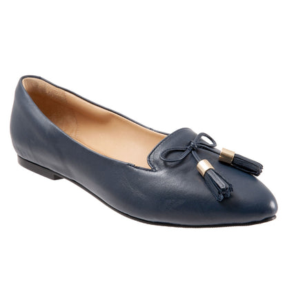 Trotters Hope T2162-400 Womens Blue Leather Slip On Loafer Flats Shoes