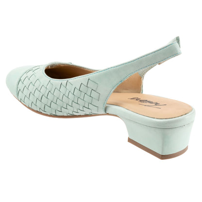 Trotters Dea Woven T2168-326 Womens Green Leather Slingback Heels Shoes