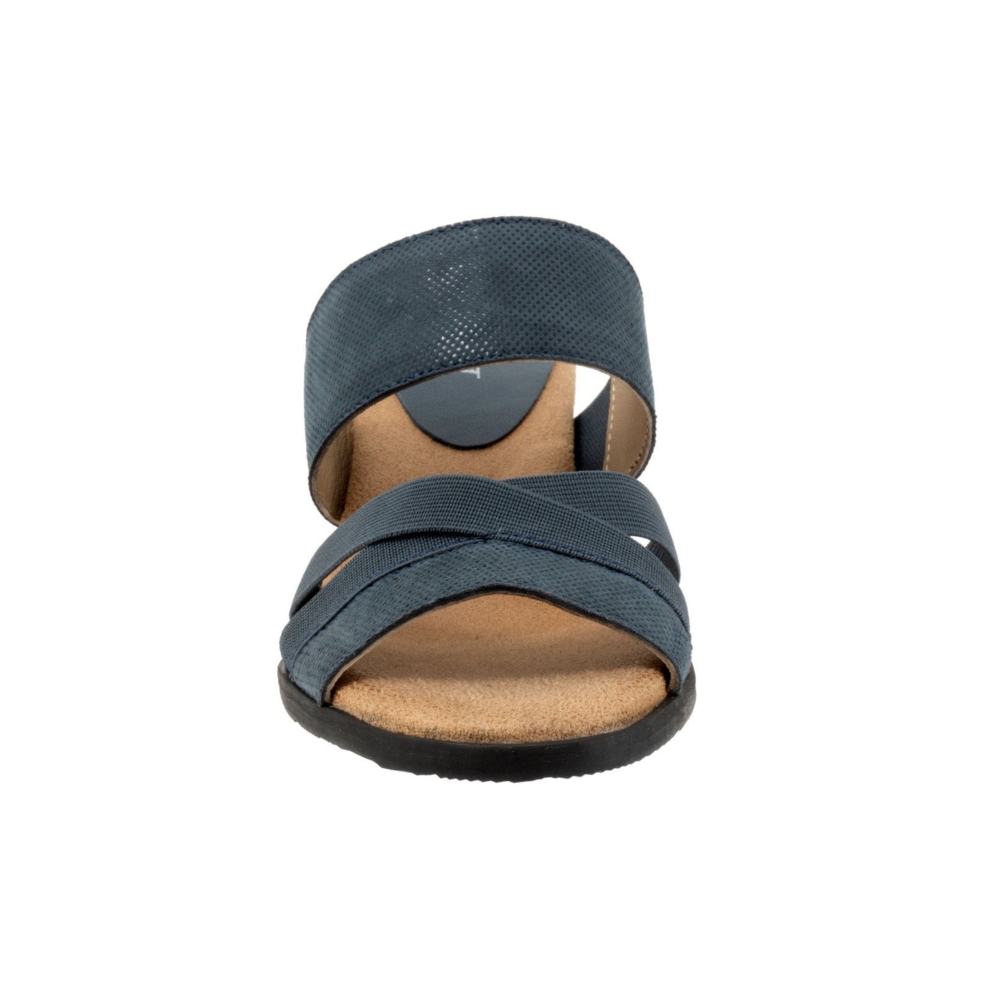 Trotters Maxine T2207-406 Womens Blue Leather Slip On Heeled Sandals Shoes