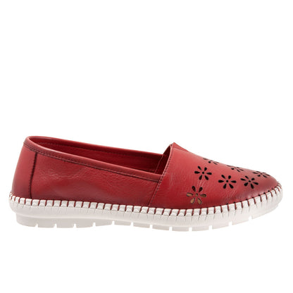 Trotters Rosie T2233-600 Womens Red Leather Slip On Loafer Flats Shoes