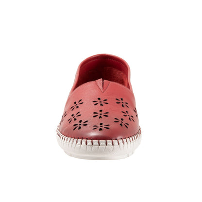 Trotters Rosie T2233-600 Womens Red Leather Slip On Loafer Flats Shoes