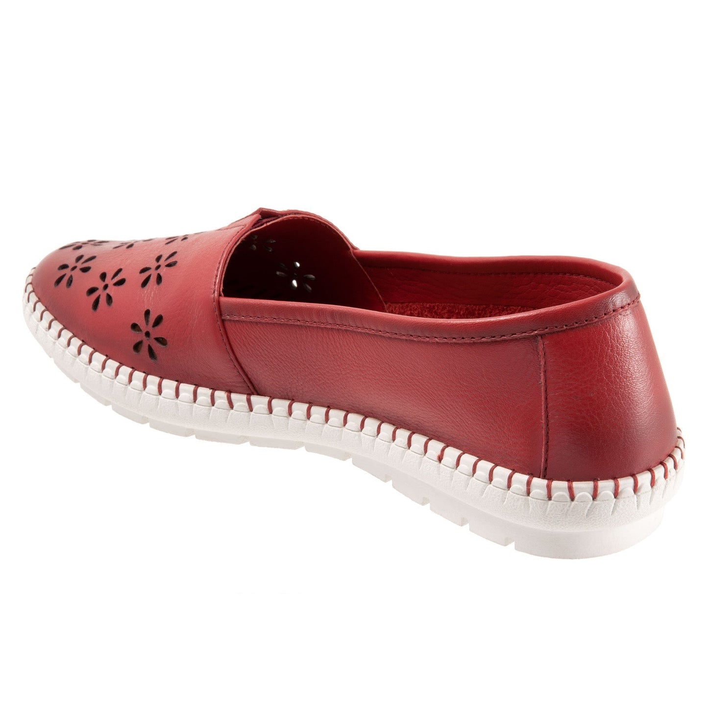 Trotters Rosie T2233-600 Womens Red Leather Slip On Loafer Flats Shoes
