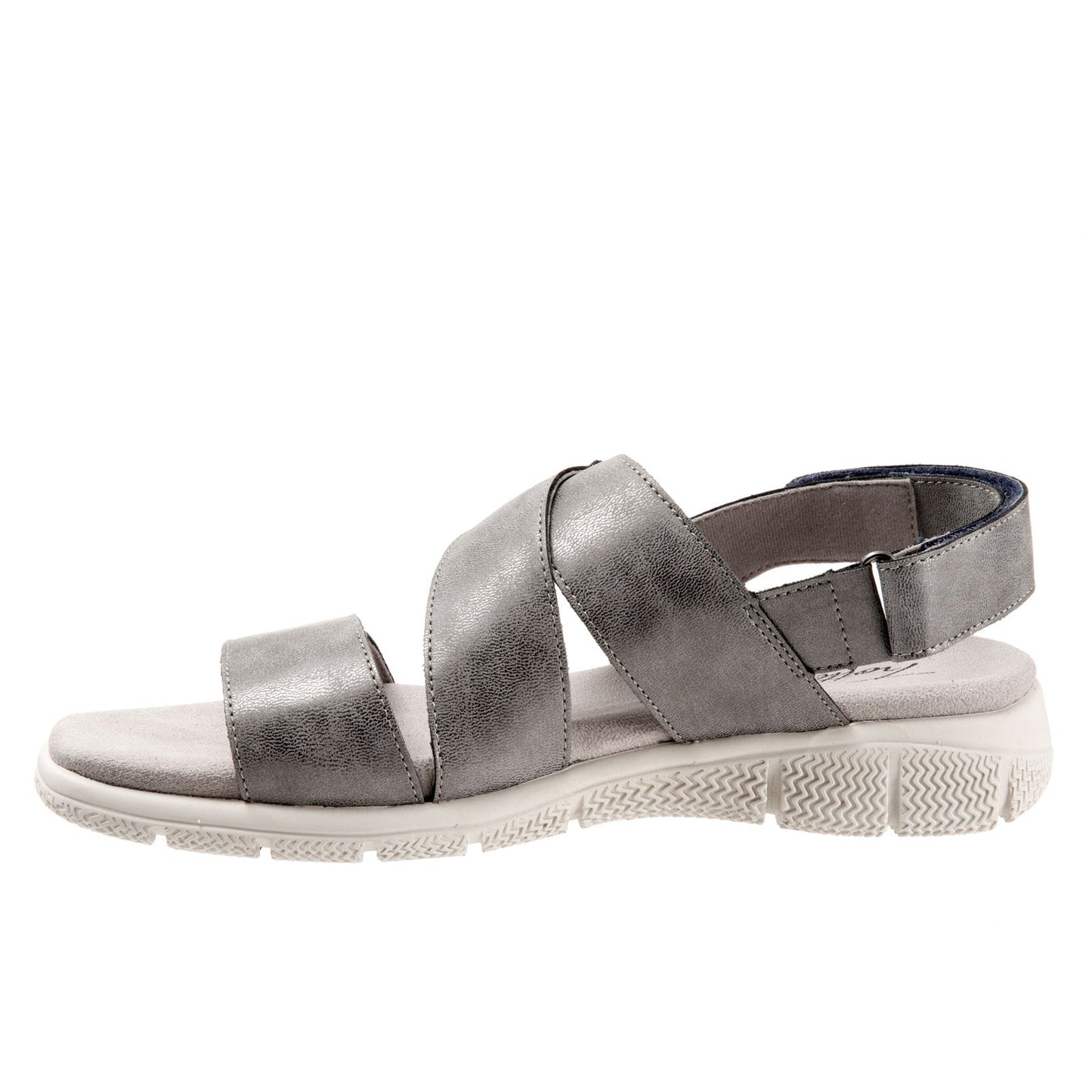 Trotters Tatia T2237-044 Womens Gray Leather Strap Sport Sandals Shoes