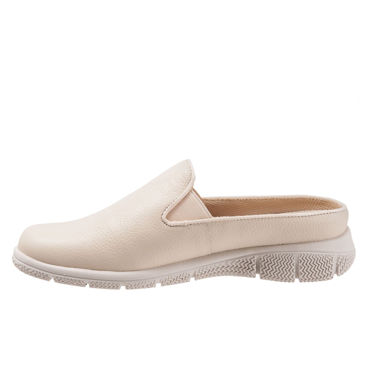 Trotters Uma T2238-126 Womens Beige Wide Leather Slip On Mule Flats Shoes