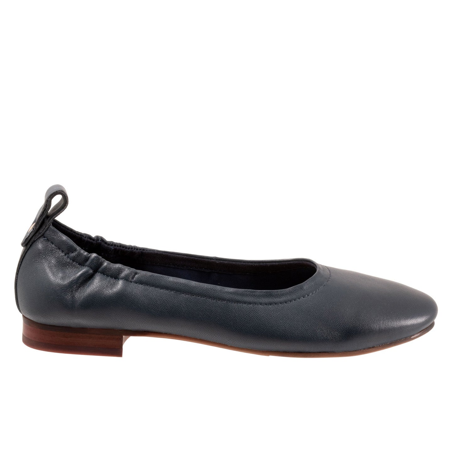 Trotters Gia T2252-400 Womens Blue Wide Leather Slip On Ballet Flats Shoes