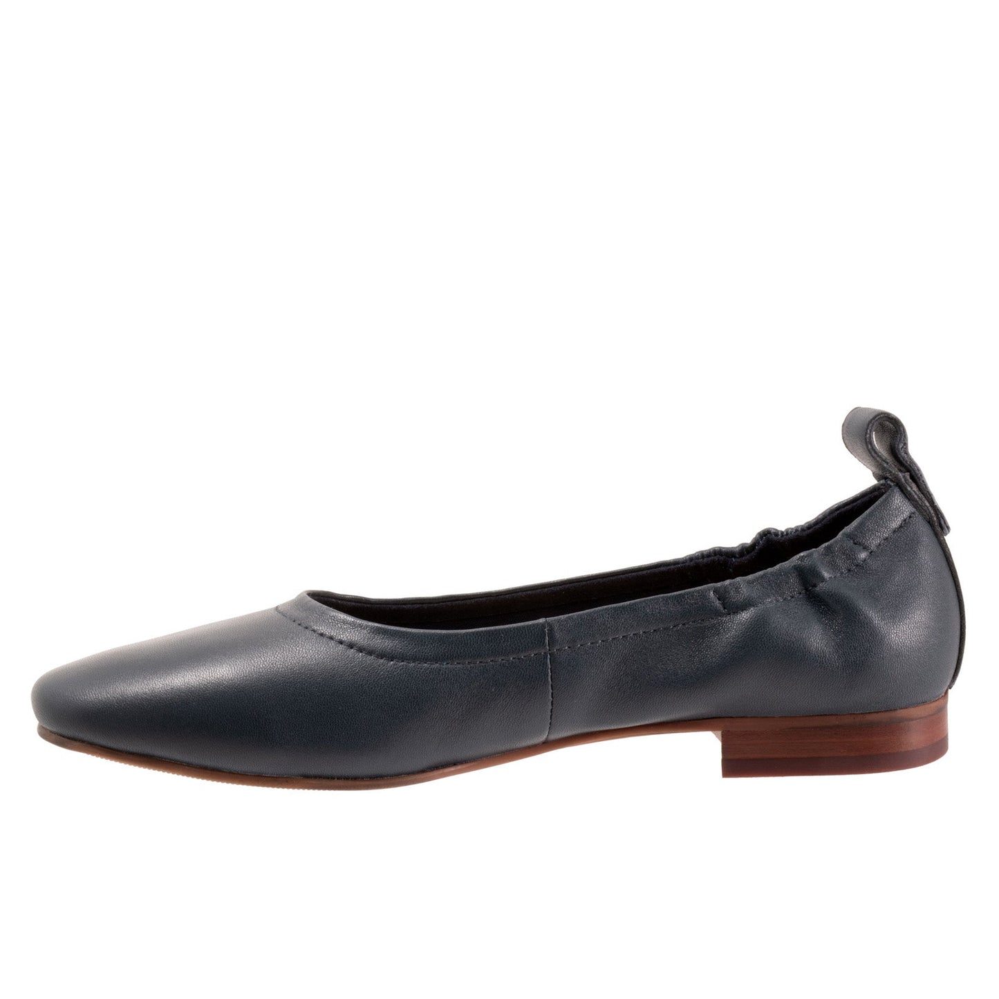 Trotters Gia T2252-400 Womens Blue Wide Leather Slip On Ballet Flats Shoes