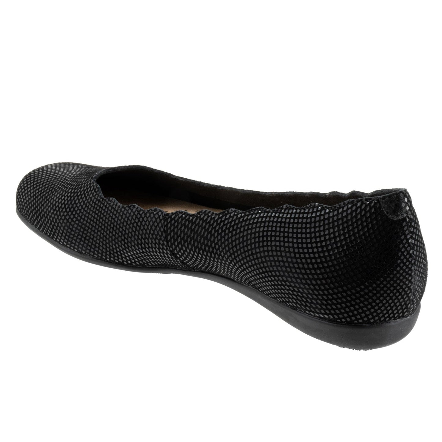 Trotters Sabine T2255-004 Womens Black Leather Slip On Ballet Flats Shoes