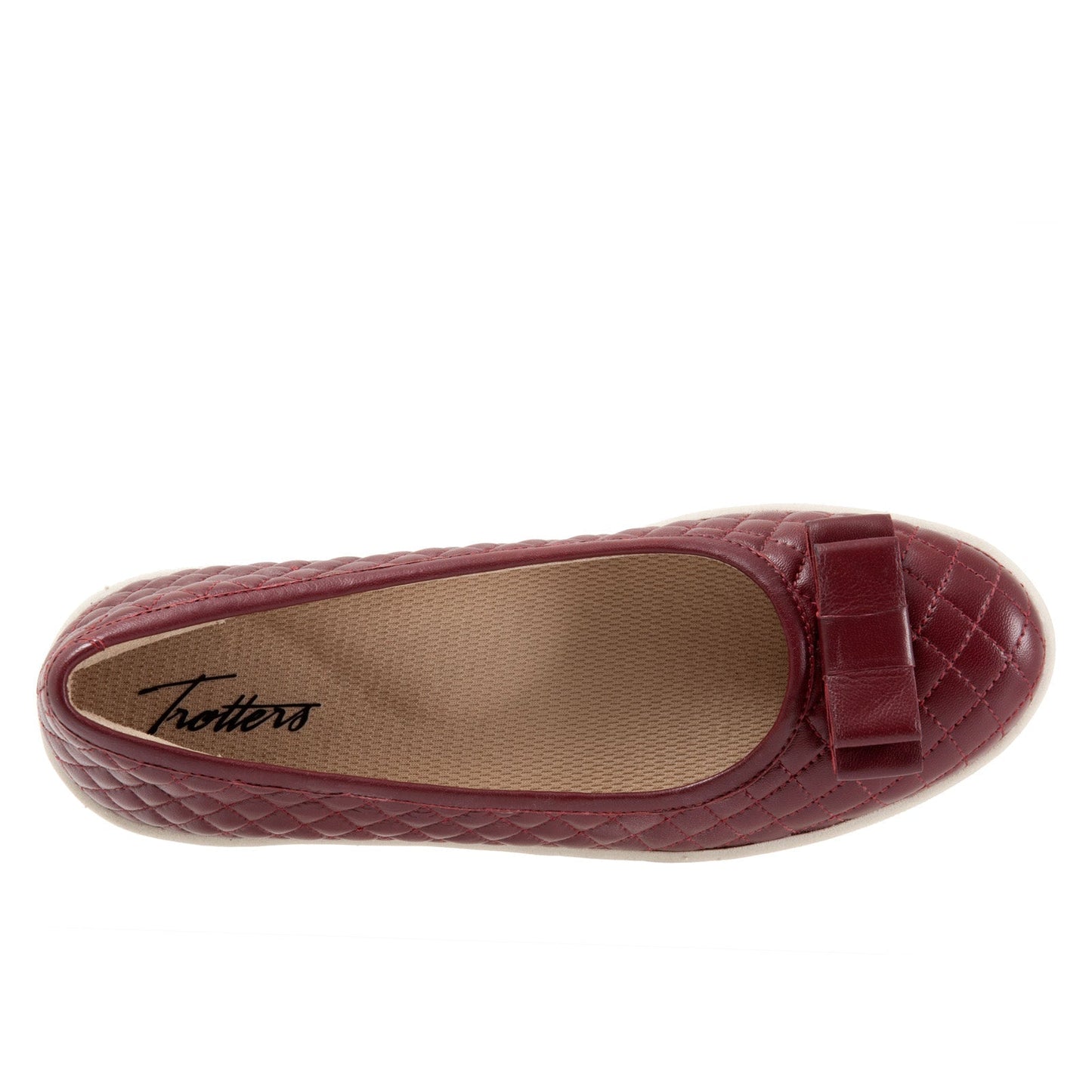 Trotters Anna T2256-601 Womens Red Narrow Leather Ballet Flats Shoes