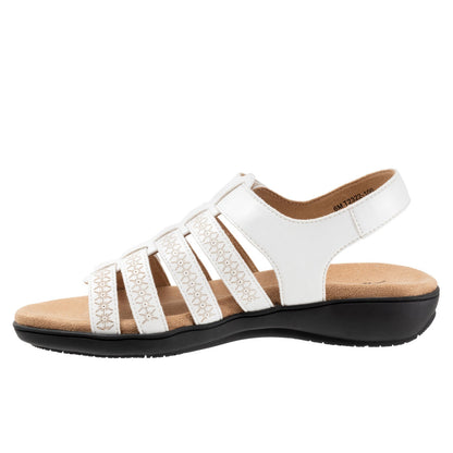 Trotters Tiki Laser T2322-100 Womens White Wide Leather Strap Sandals Shoes
